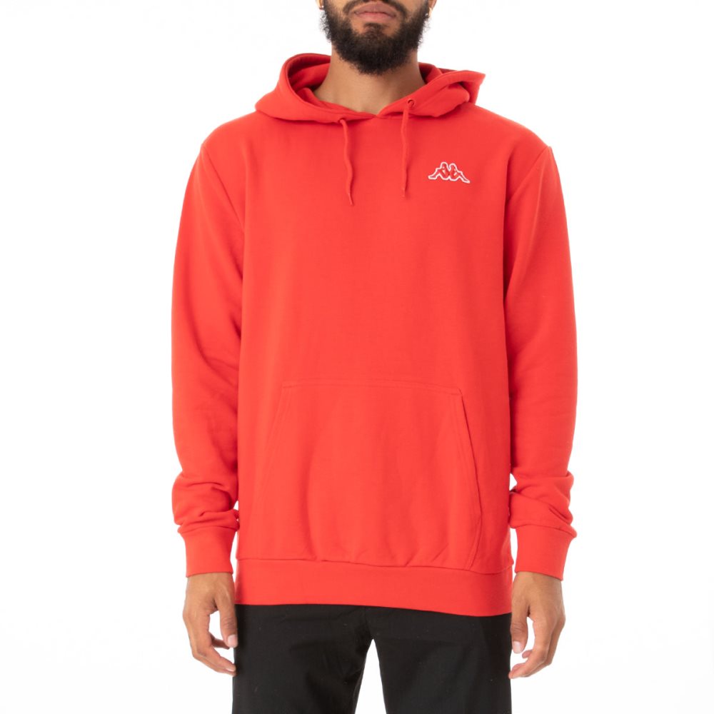 Kappa Logo Fleece Caiok Hoodie Red Coral | 10964-VQHY