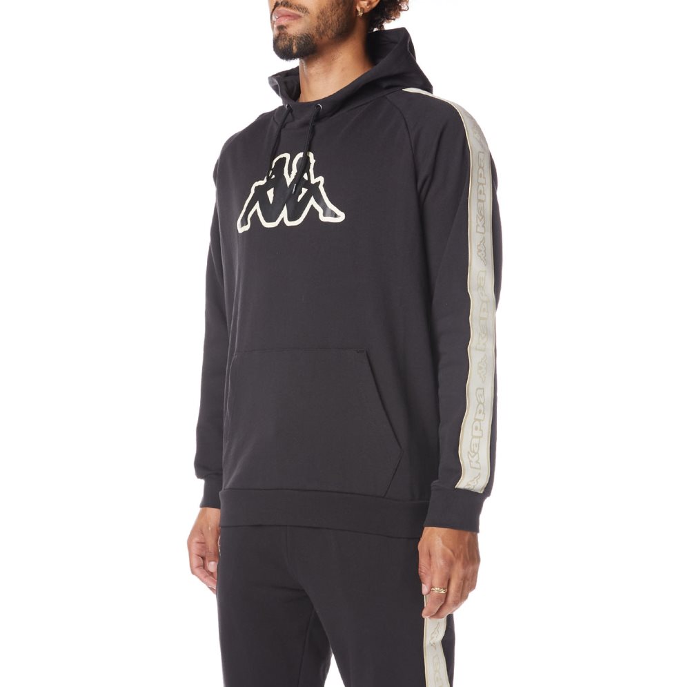 Kappa Logo Tape Apet 2 Hoodie Black | 62837-VZHO