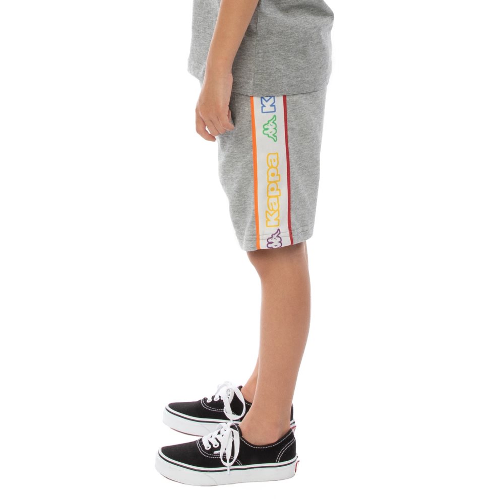 Kappa Logo Tape Asved Shorts Grey White | 43691-THYG