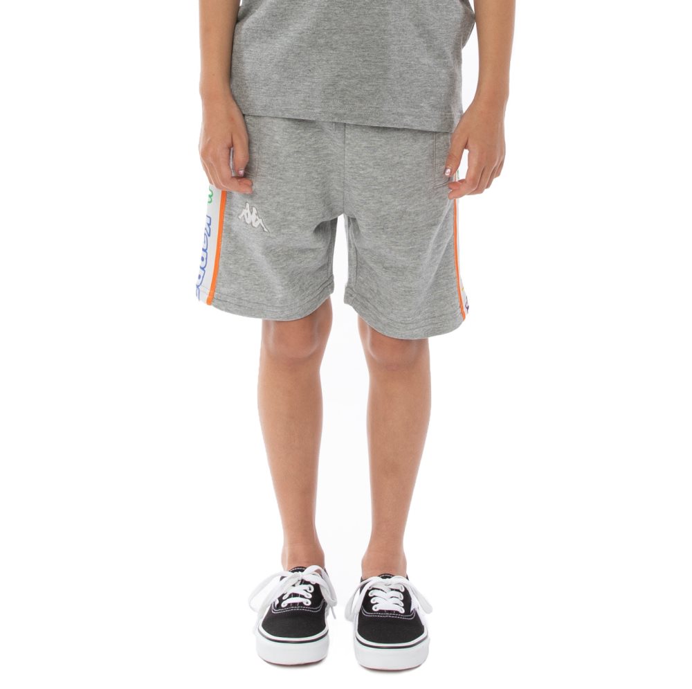 Kappa Logo Tape Asved Shorts Grey White | 43691-THYG