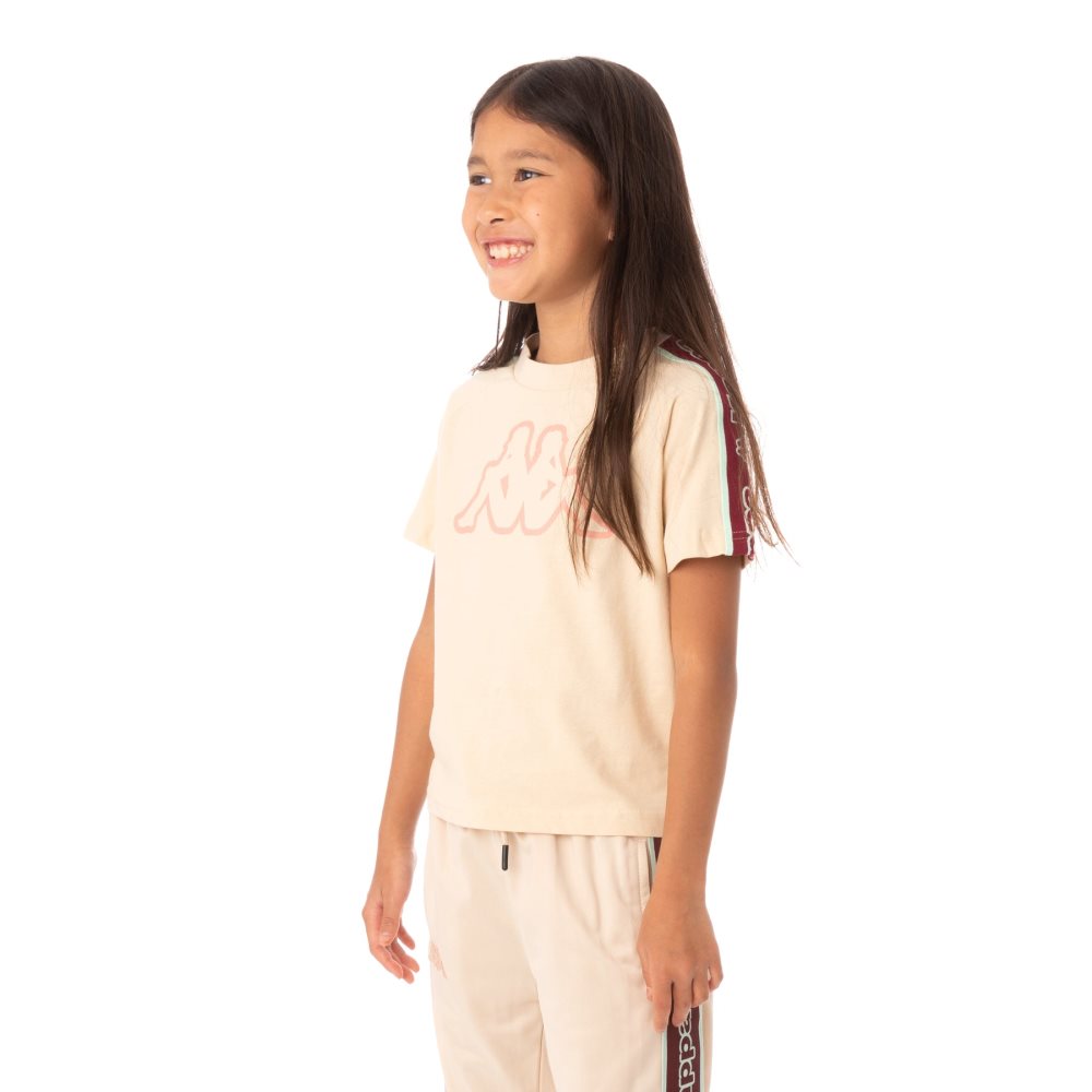 Kappa Logo Tape Avirec 2 T Shirts Beige | 34501-KGER