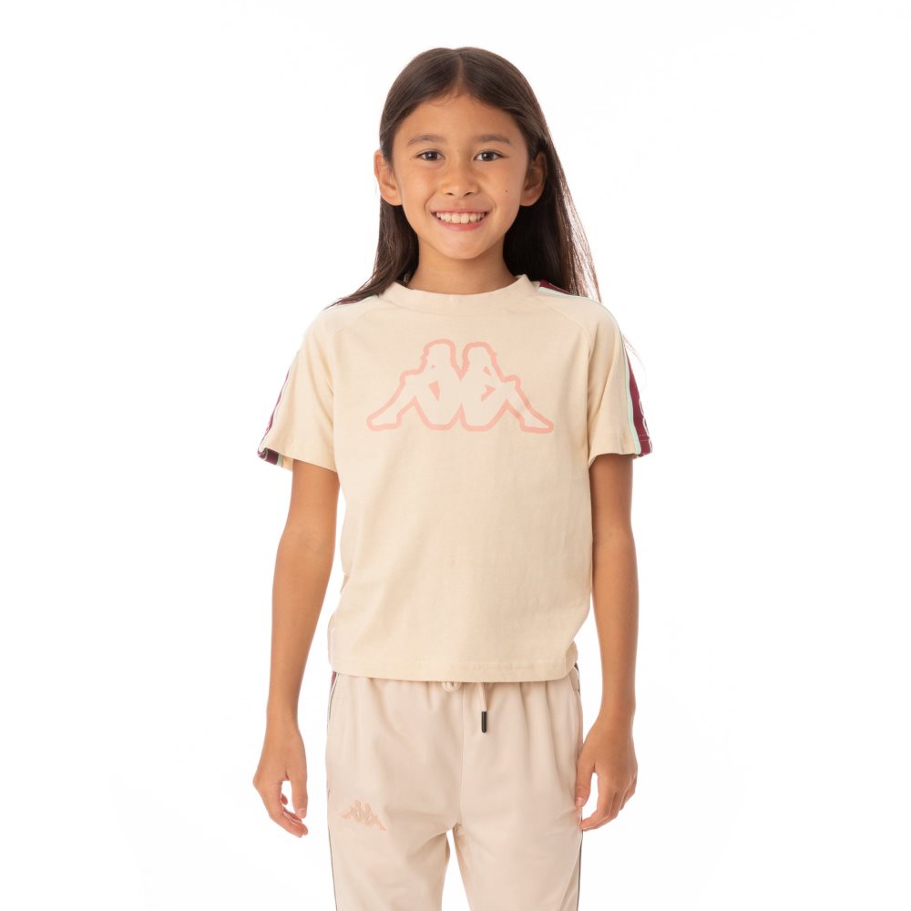 Kappa Logo Tape Avirec 2 T Shirts Beige | 34501-KGER