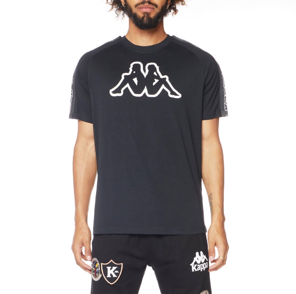 Kappa Logo Tape Avirec 2 T Shirts Black | 57942-WZAB