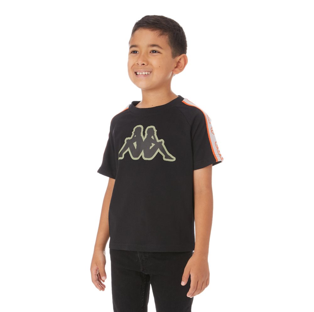 Kappa Logo Tape Avirec 2 T Shirts Black | 90136-HVRW