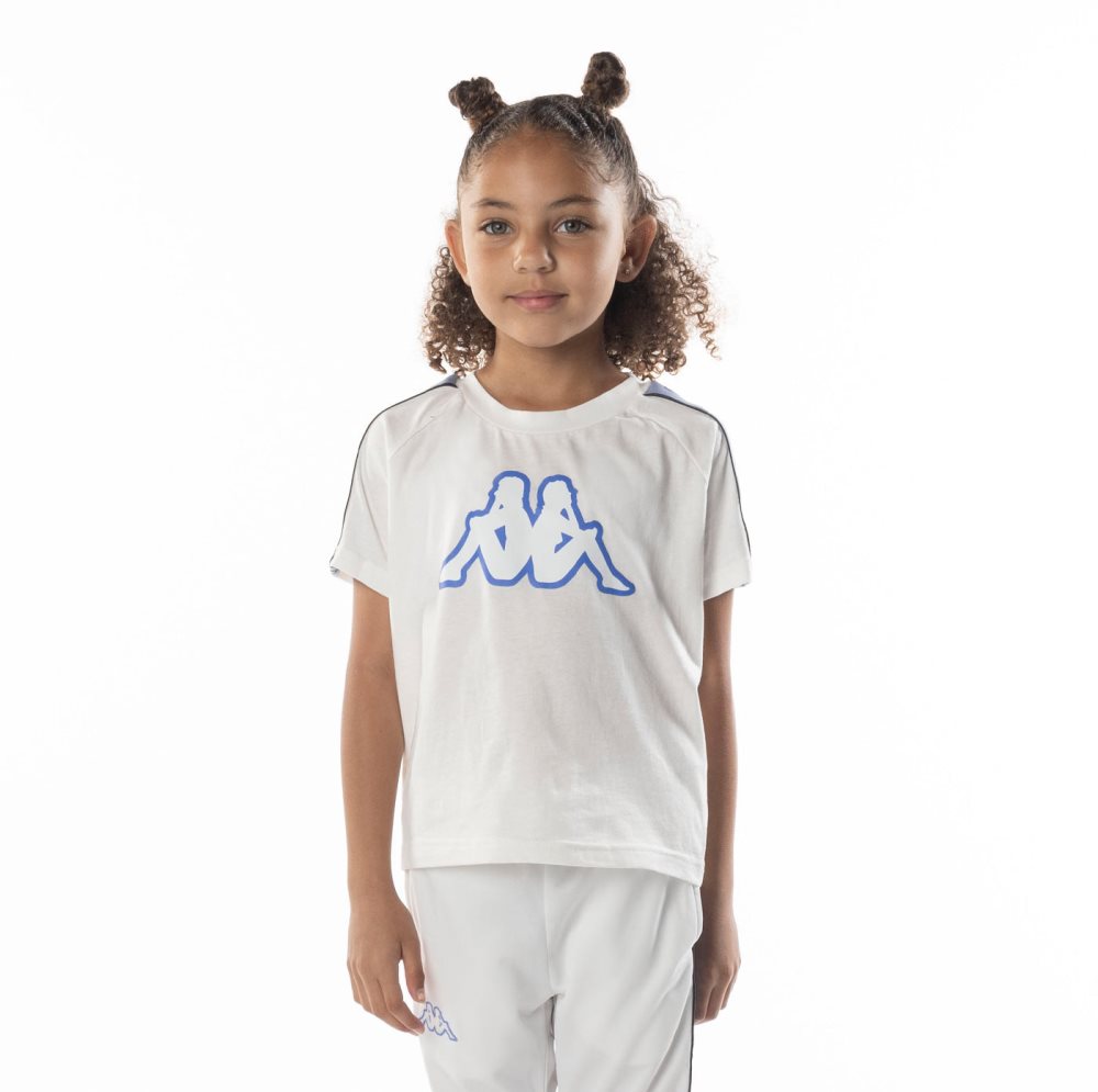 Kappa Logo Tape Avirec 2 T Shirts White Blue | 92037-TING