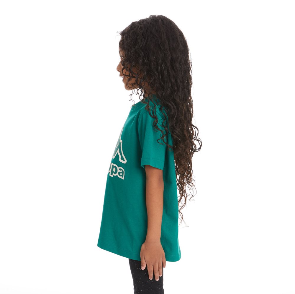 Kappa Logo Tape Bant T Shirts Dark Green | 67324-SHDA