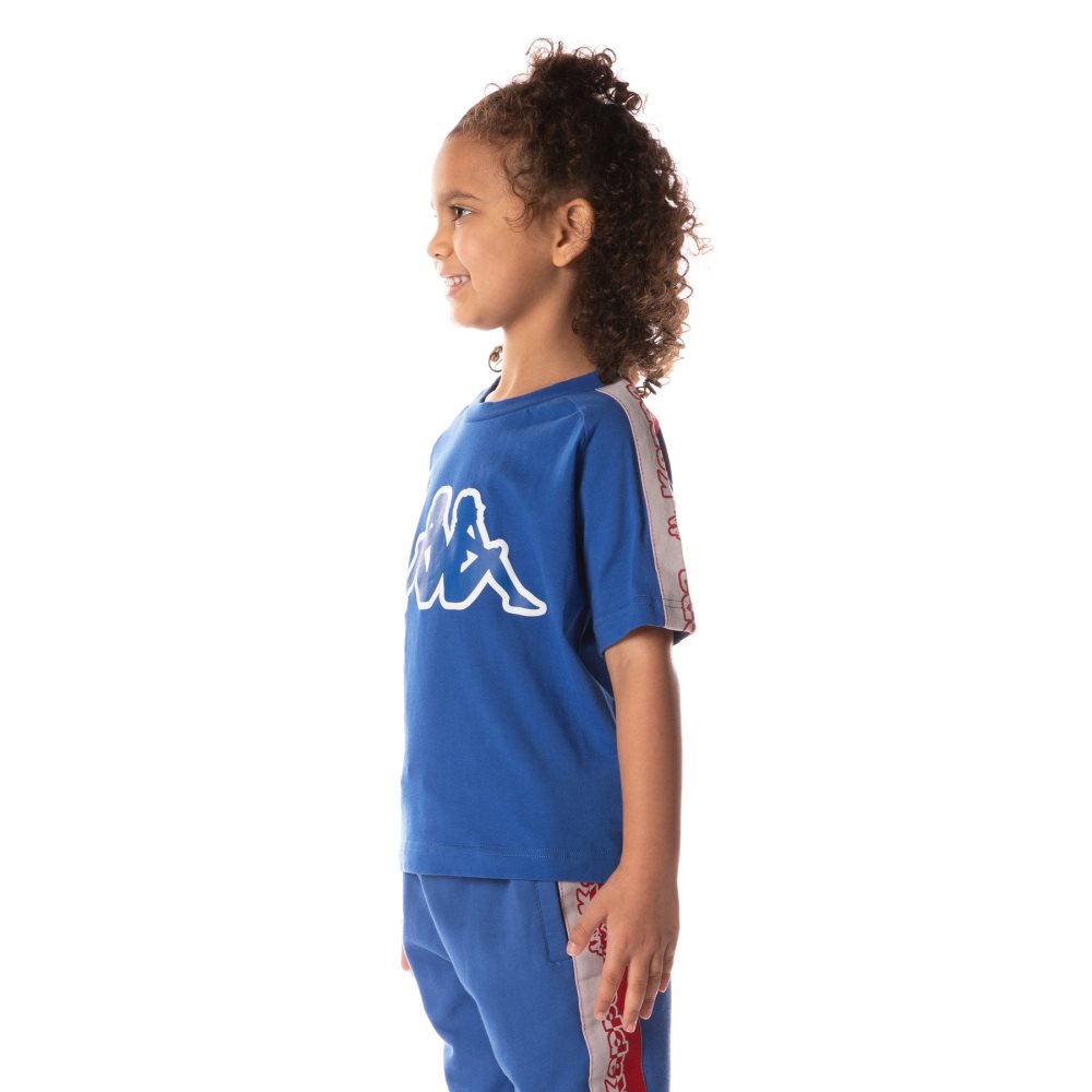 Kappa Logo Tape Davirec T Shirts Blue | 29385-DAJO