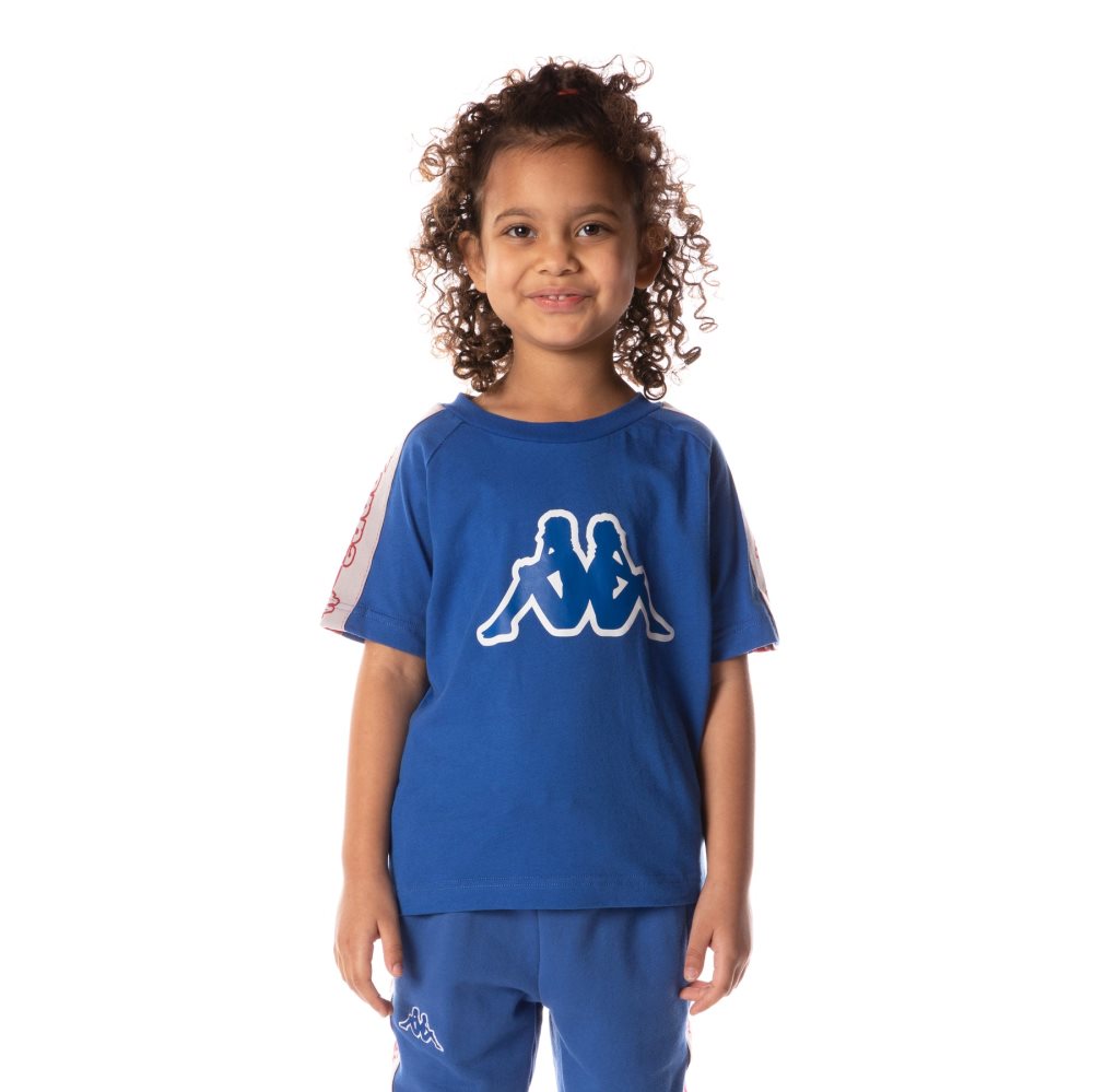 Kappa Logo Tape Davirec T Shirts Blue | 29385-DAJO