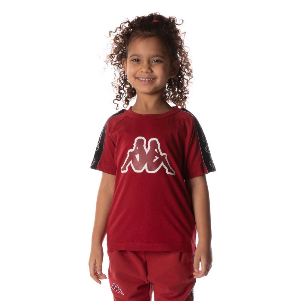 Kappa Logo Tape Davirec T Shirts Red | 10632-KMQW