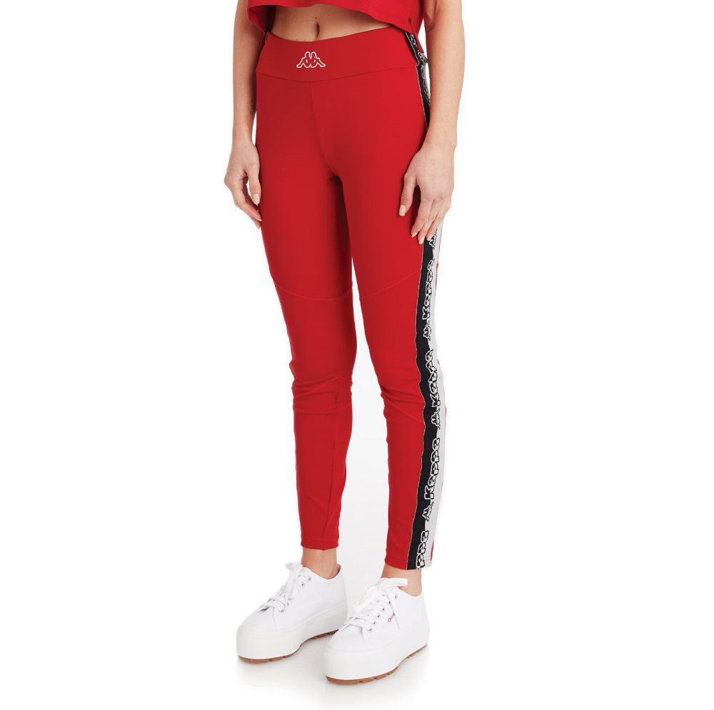 Kappa Logo Tape Desir Leggings Red | 50698-JMVX