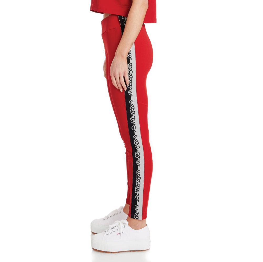 Kappa Logo Tape Desir Leggings Red | 50698-JMVX