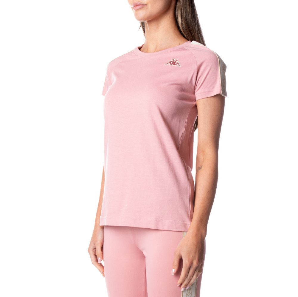 Kappa Logo Tape Eiza T Shirts Pink | 27086-ETHK