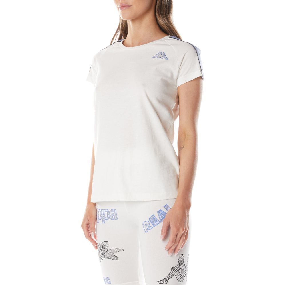 Kappa Logo Tape Eiza T Shirts White | 60271-XTUJ