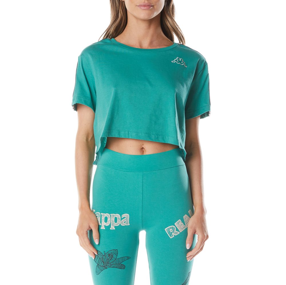 Kappa Logo Tape Elera T Shirts Turquoise | 01932-HJSU