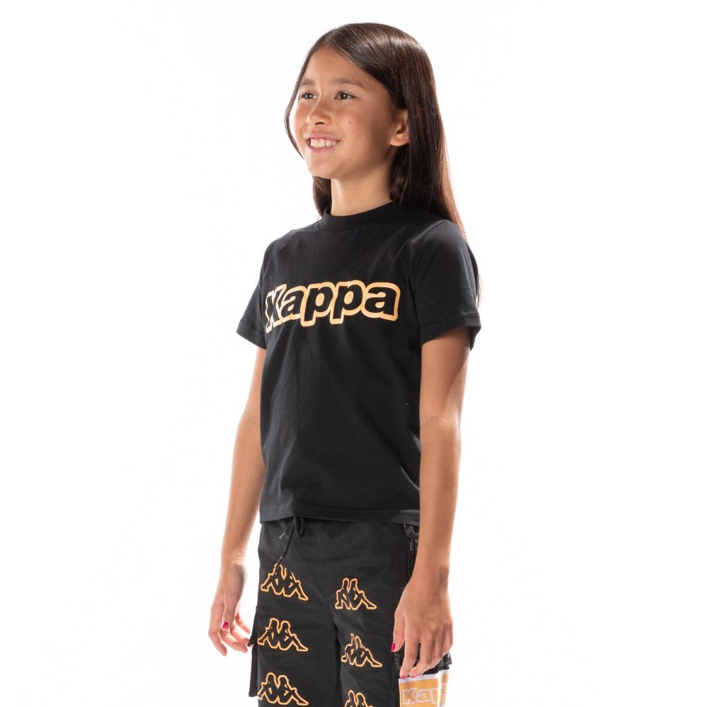 Kappa Logo Tape Erco T Shirts Black Orange | 35108-EQRG