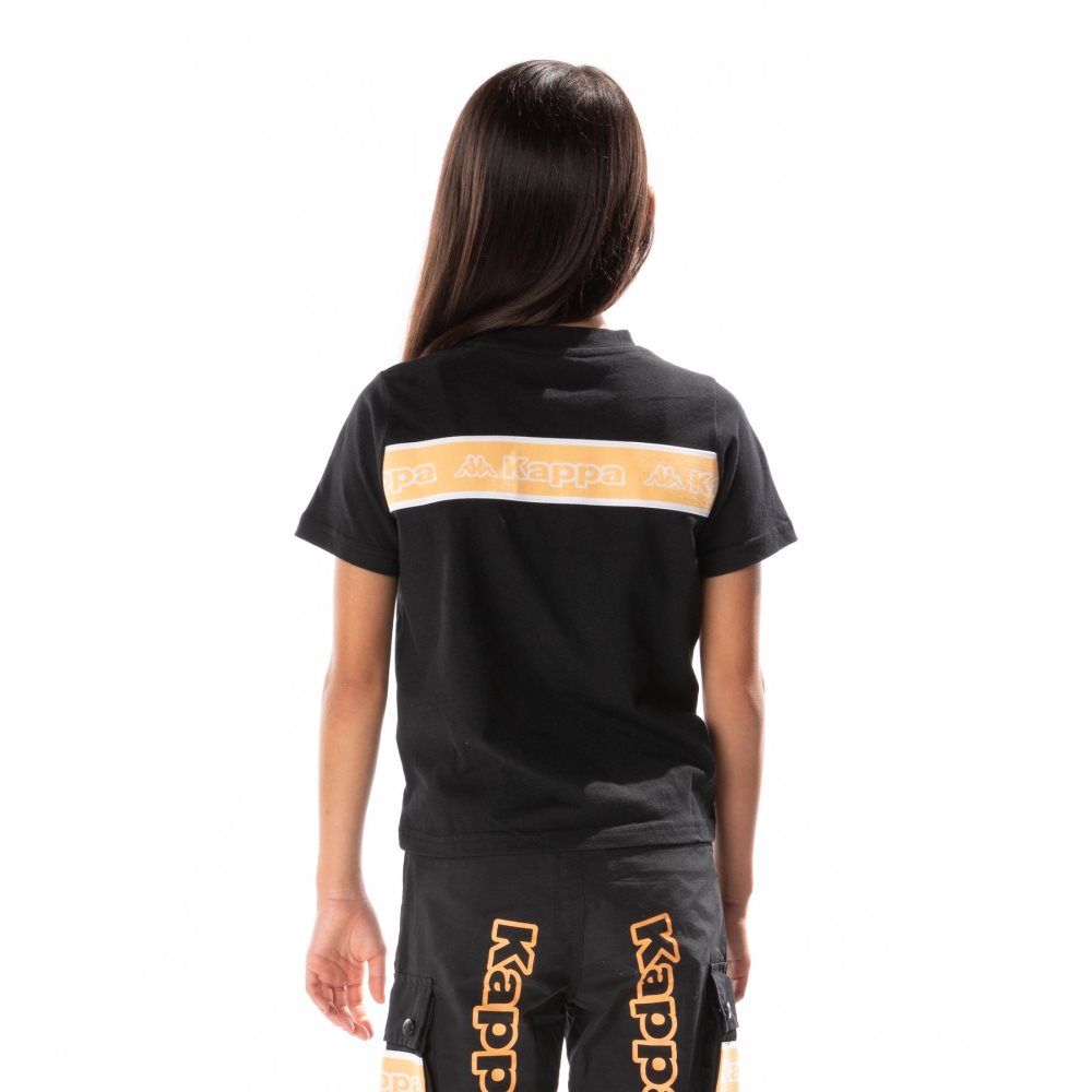 Kappa Logo Tape Erco T Shirts Black Orange | 35108-EQRG