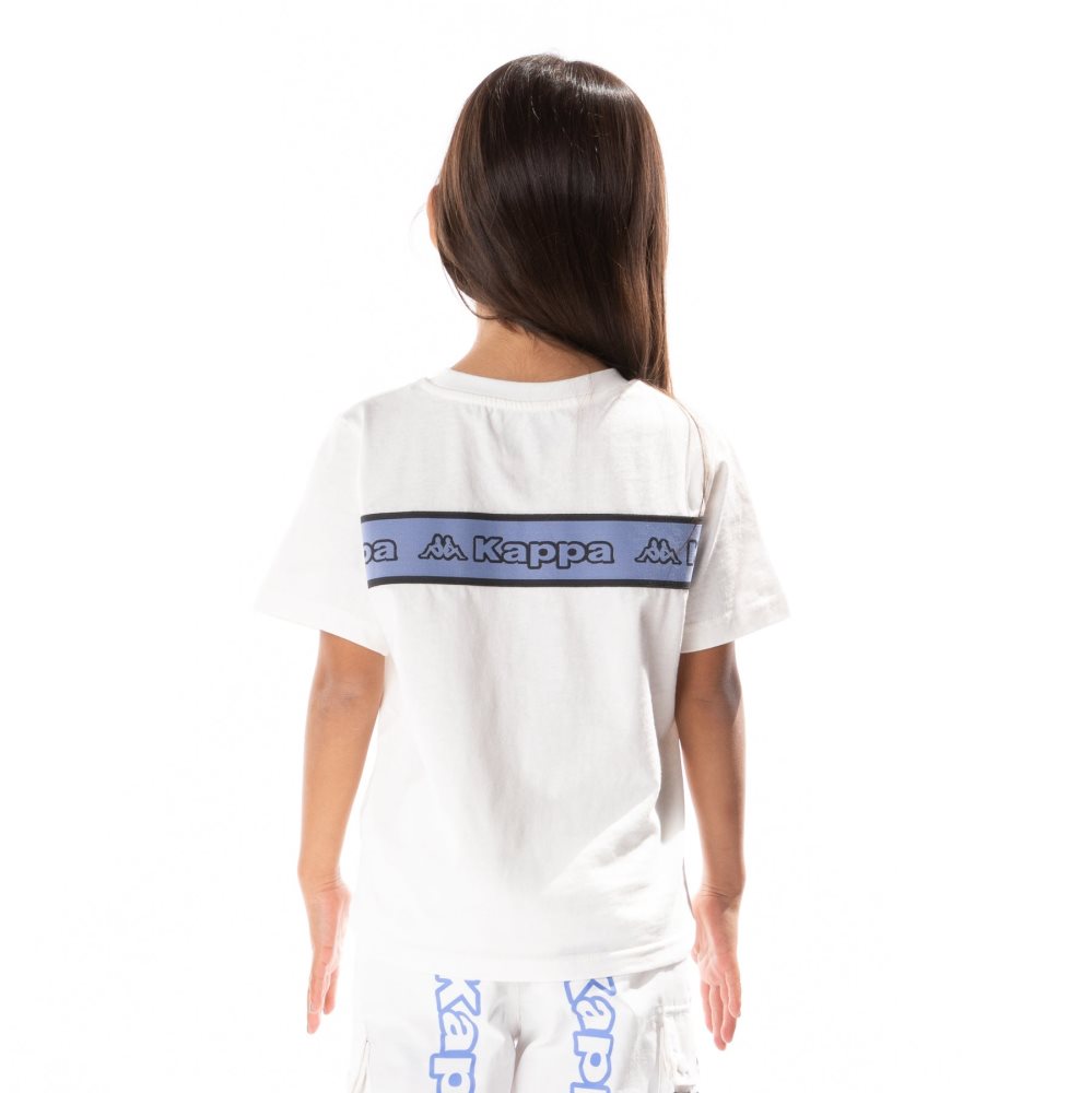 Kappa Logo Tape Erco T Shirts White Blue | 30521-ICMU