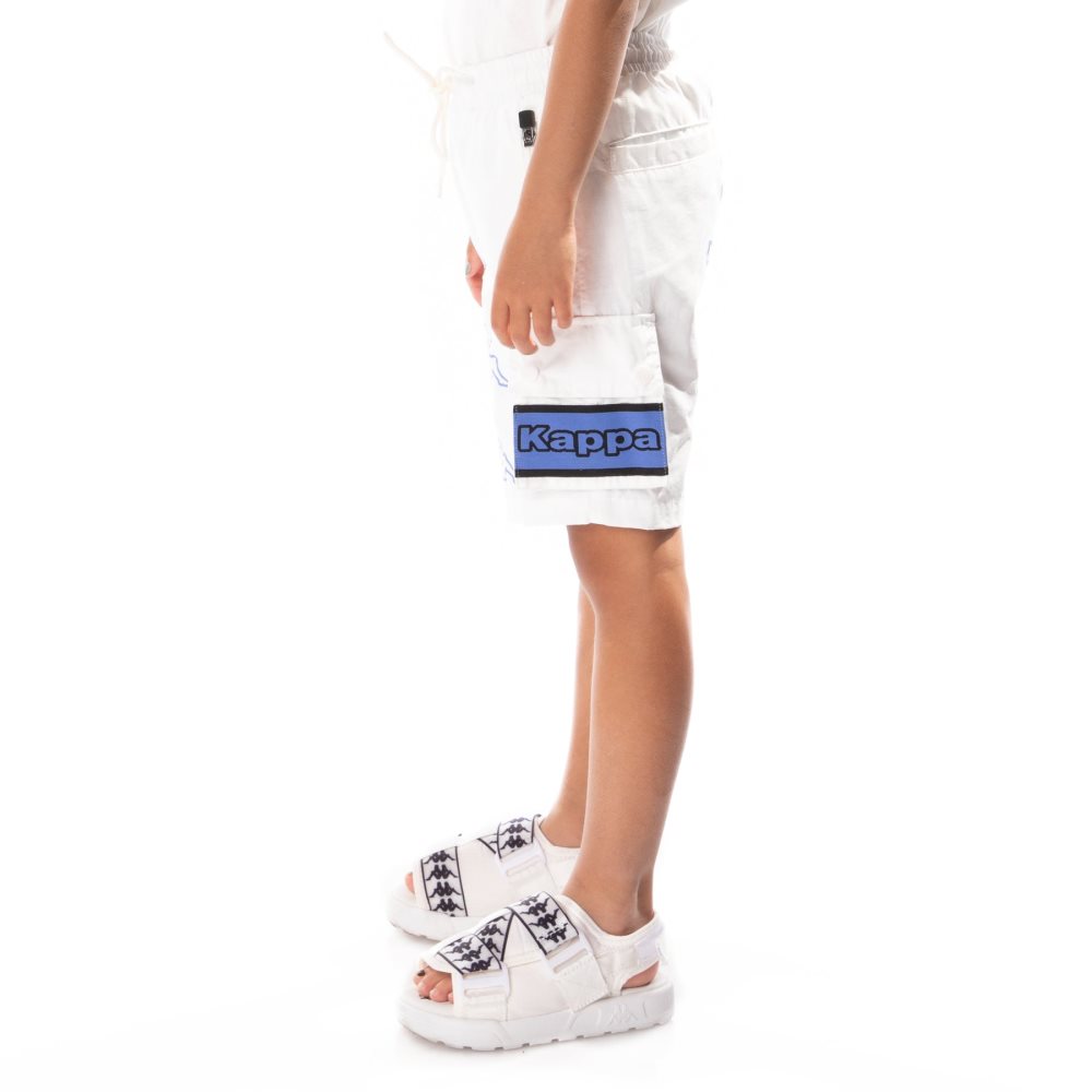 Kappa Logo Tape Esso Cargo Shorts White Blue | 16953-IKDQ