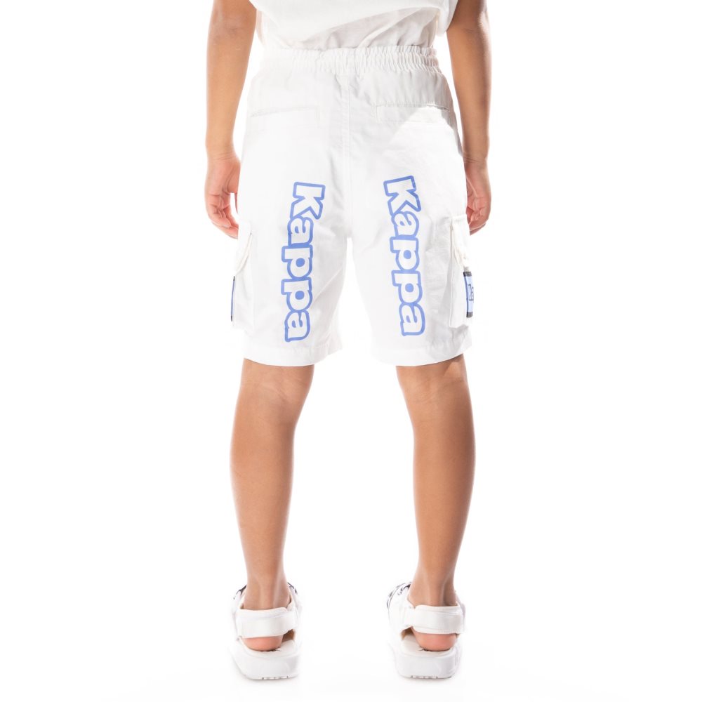 Kappa Logo Tape Esso Cargo Shorts White Blue | 16953-IKDQ