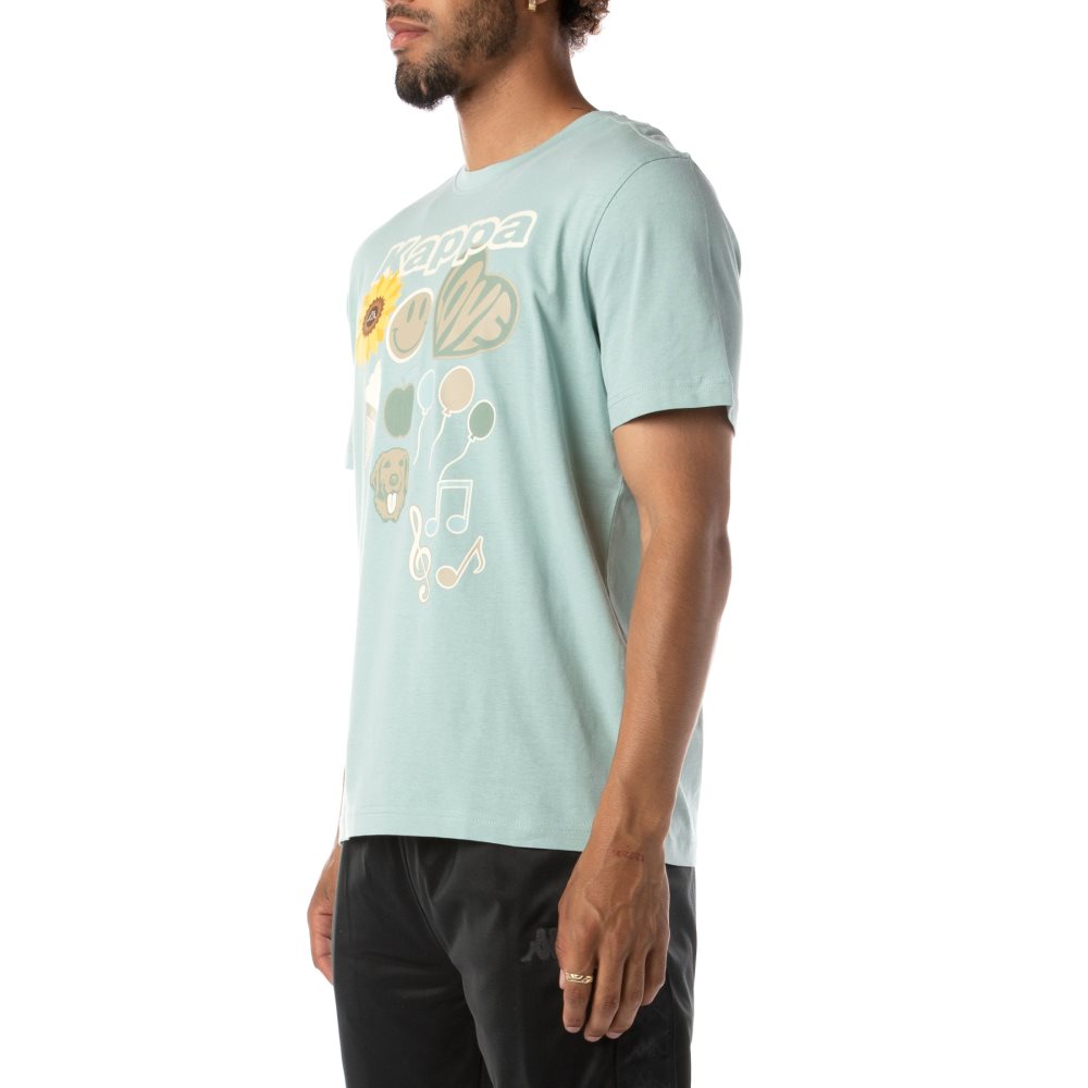 Kappa Logo Tutto T Shirts Light Blue | 59134-EFNB