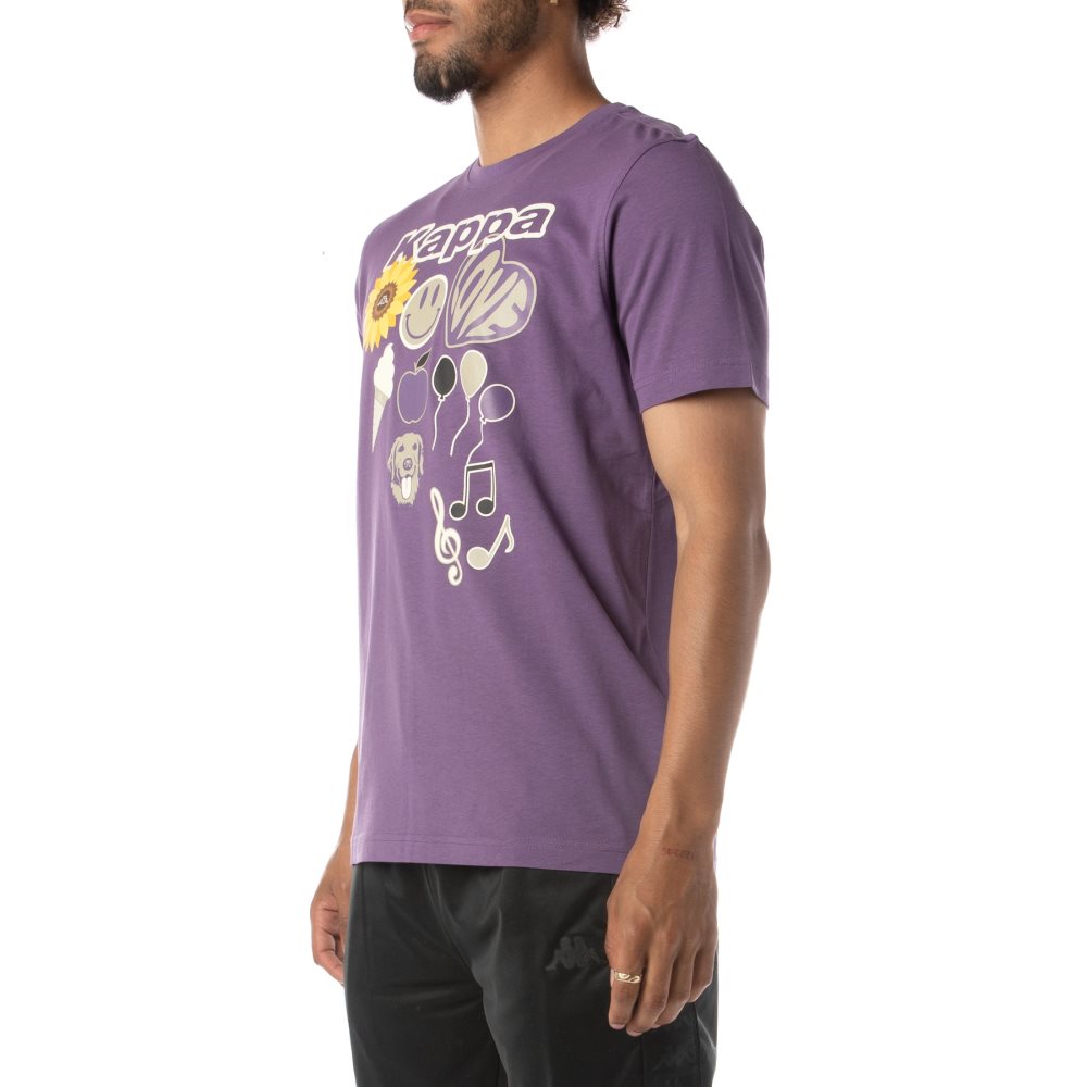 Kappa Logo Tutto T Shirts Purple | 67985-WXIA